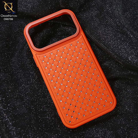iPhone 17 Pro Max Cover - Orange - New CLassic  Small Shiny Crystals Fine Case With Metal Camera Ring