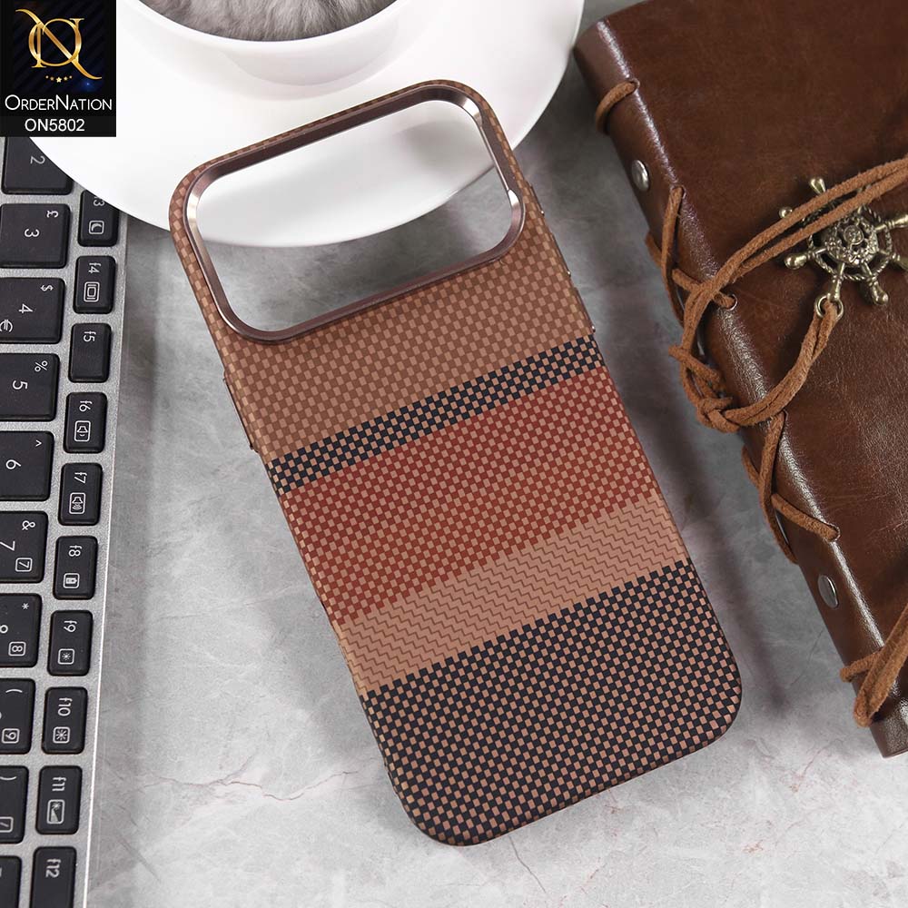 iPhone 17 Pro Max Cover - Design11 -  Luxo Superior Slim Profile High Quality Carbon Fibe Texture Case With Metal Camera Ring