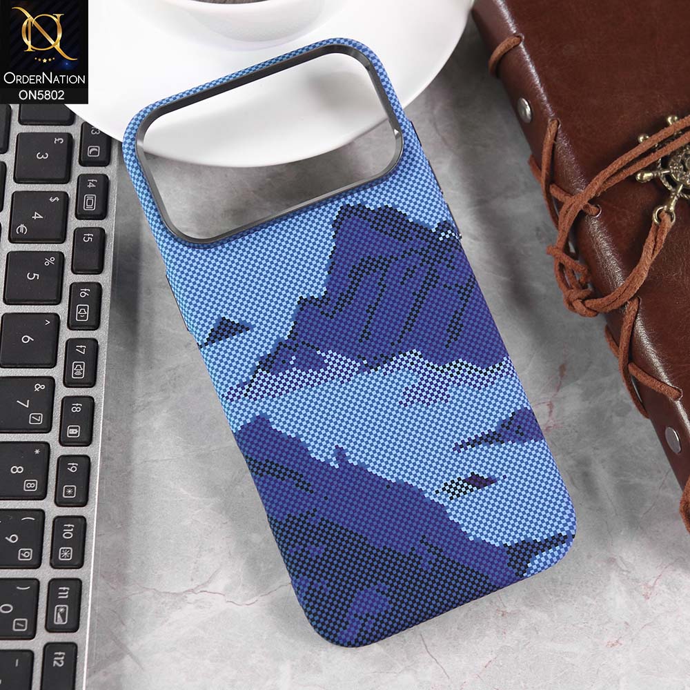 iPhone 17 Pro Max Cover - Design14 -  Luxo Superior Slim Profile High Quality Carbon Fibe Texture Case With Metal Camera Ring