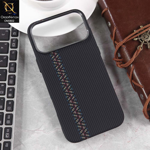 iPhone 17 Pro Max Cover - Design16 -  Luxo Superior Slim Profile High Quality Carbon Fibe Texture Case With Metal Camera Ring