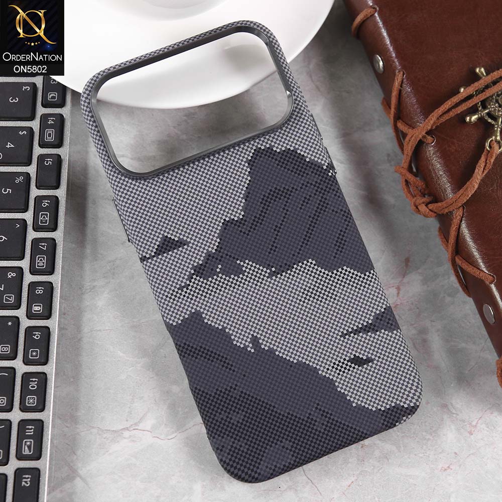 iPhone 17 Pro Max Cover - Design3 -  Luxo Superior Slim Profile High Quality Carbon Fibe Texture  Case With Metal Camera Ring