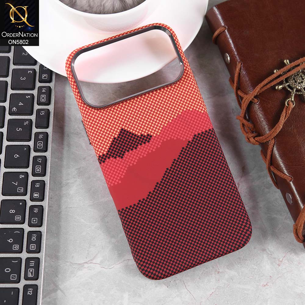 iPhone 17 Pro Max Cover - Design6 -  Luxo Superior Slim Profile High Quality Carbon Fibe Texture Case With Metal Camera Ring