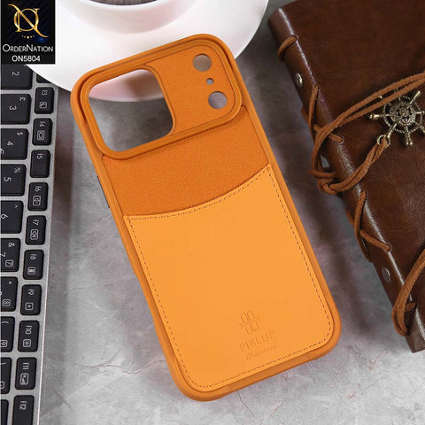 iPhone 17 Pro Max Cover - Orange -  Piblue Deluxe Tpu Leather Textured Case