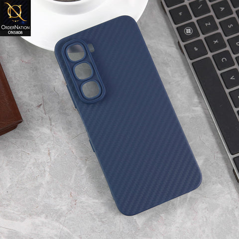 Infinix Hot 60i 4G Cover - Blue - New Carbon Fiber Texture Case With Camera Protection Soft Case