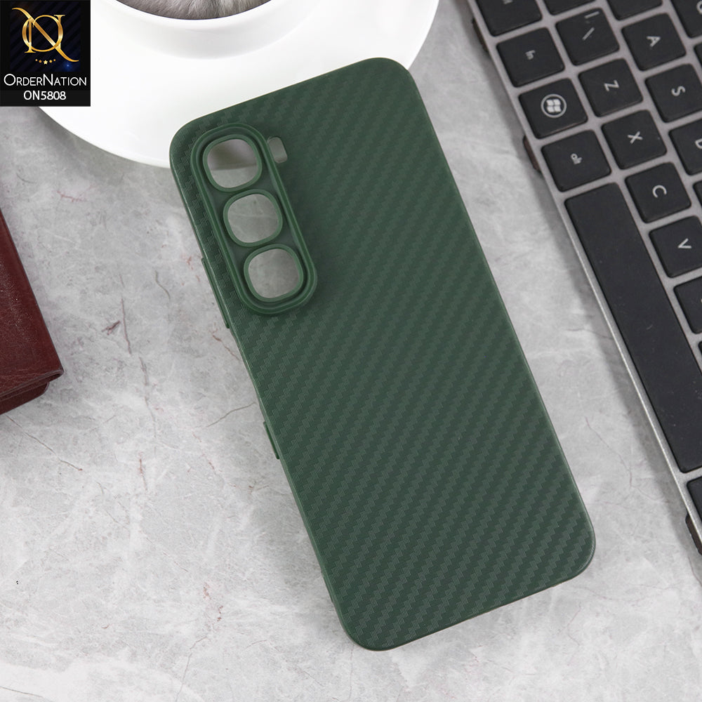 Infinix Hot 60i 4G Cover - Green - New Carbon Fiber Texture Case With Camera Protection Soft Case