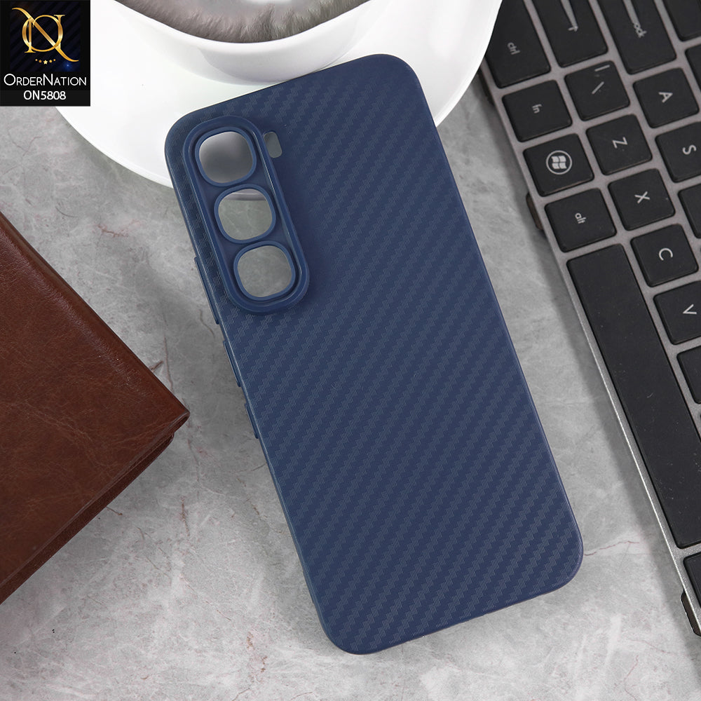 Infinix Hot 60 Pro Cover - Blue - New Carbon Fiber Texture Case With Camera Protection Soft Case