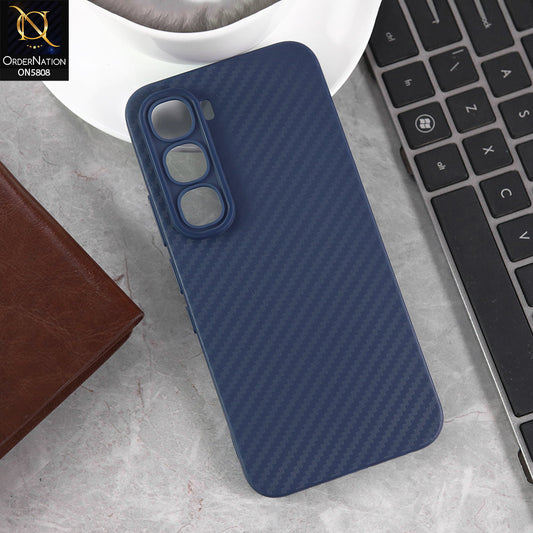 Infinix Hot 60 Pro Cover - Blue - New Carbon Fiber Texture Case With Camera Protection Soft Case