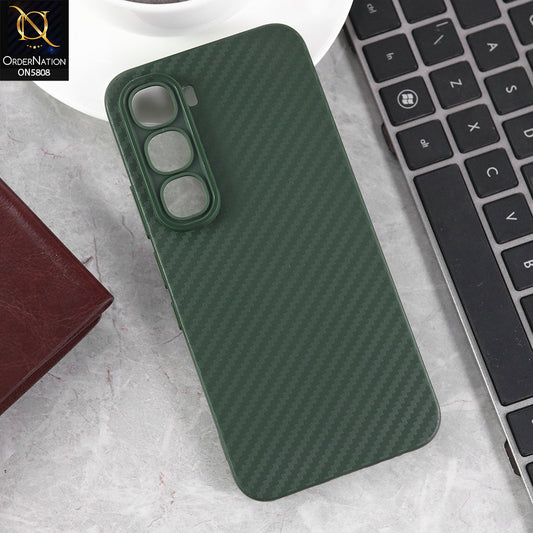 Infinix Hot 60 Pro Cover - Green - New Carbon Fiber Texture Case With Camera Protection Soft Case