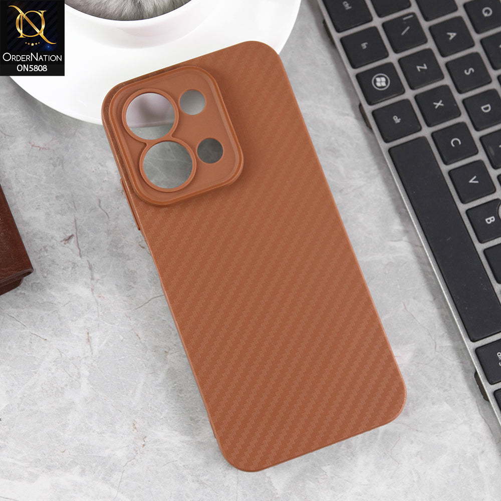 Xiaomi Redmi 15C 5G Cover - Brown - New Carbon Fiber Texture Case With Camera Protection Soft Case