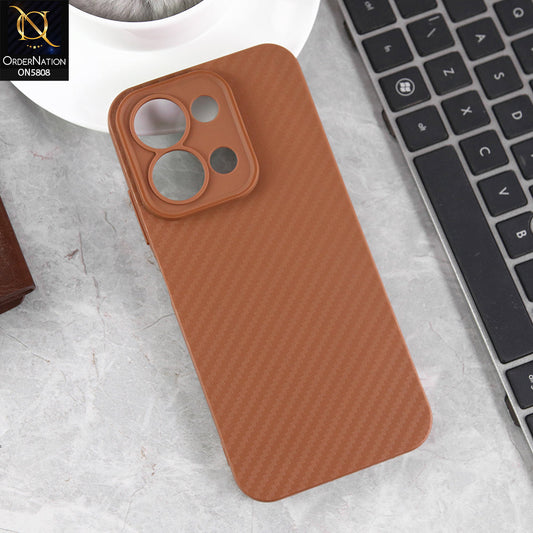 Xiaomi Redmi 15C 5G Cover - Brown - New Carbon Fiber Texture Case With Camera Protection Soft Case