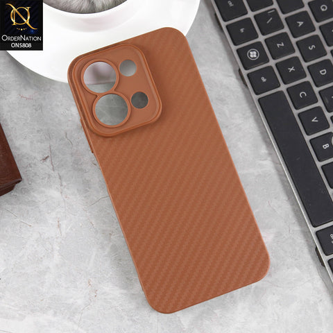 Xiaomi Redmi 15C 5G Cover - Brown - New Carbon Fiber Texture Case With Camera Protection Soft Case