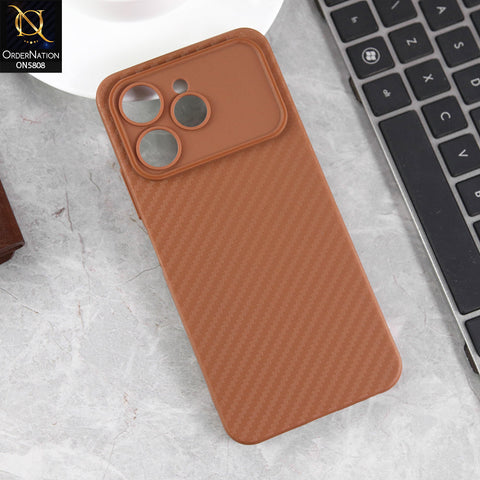Tecno Spark 40 Cover - Brown - New Carbon Fiber Texture Case With Camera Protection Soft Case