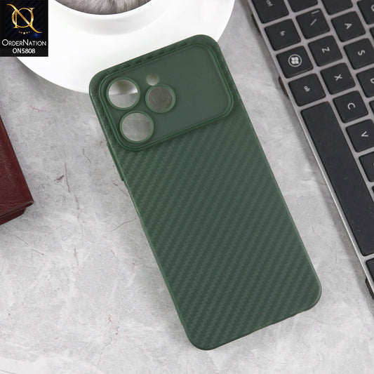 Tecno Spark 40 Cover - Green - New Carbon Fiber Texture Case With Camera Protection Soft Case
