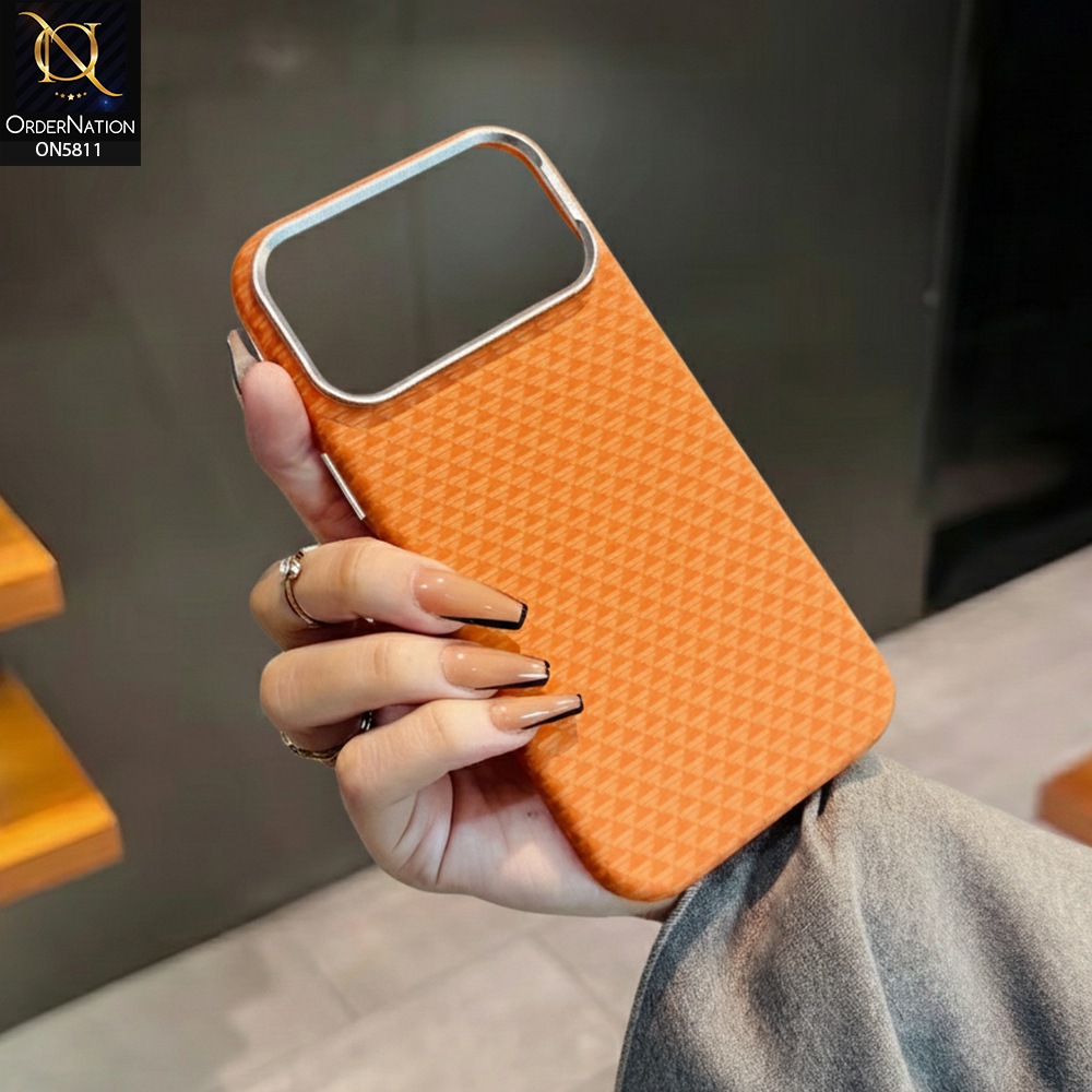 IPhone 17 Pro Max Cover - Orange - Carbon Fiber With Magnetic MagSafe Back Case