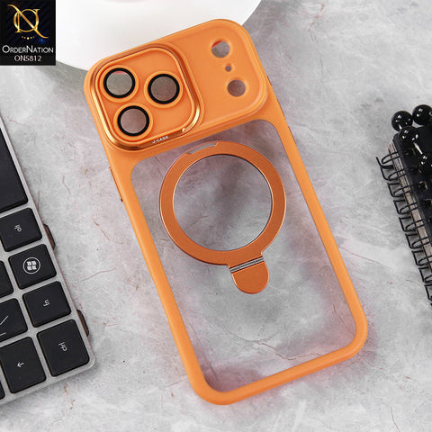 IPhone 17 Pro Max Cover - Orange - Camera Finger Ring Kickstand Cover Magnetic Clear Case,Protective Back Cover