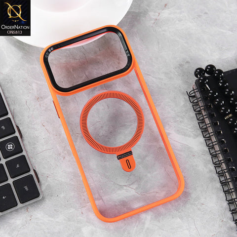 IPhone 17 Pro Max Cover - Orange - Camera Finger Ring Kickstand Cover Magnetic Clear Case,Protective Back Cover