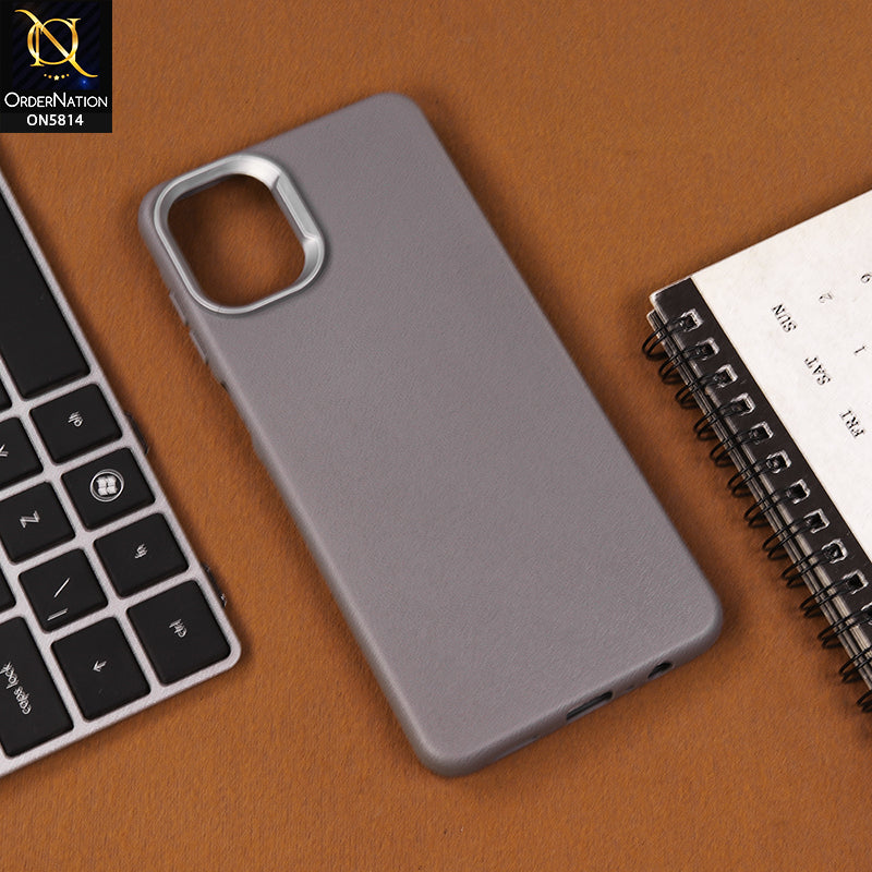 Samsung Galaxy M07 Cover - Gray - New Premium Soft TPU Leather Texture Slim Case