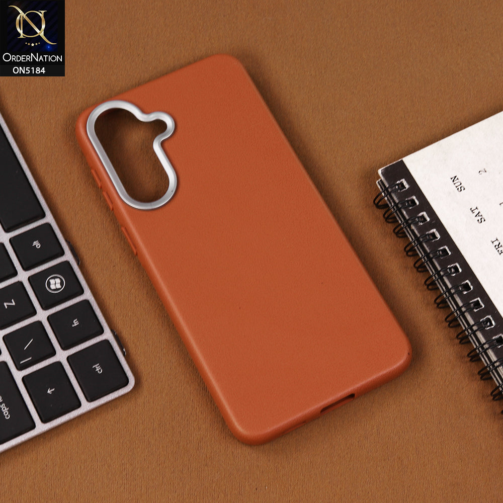 Samsung Galaxy A57 Cover - Brown - New Premium Soft TPU Leather Texture Slim Case