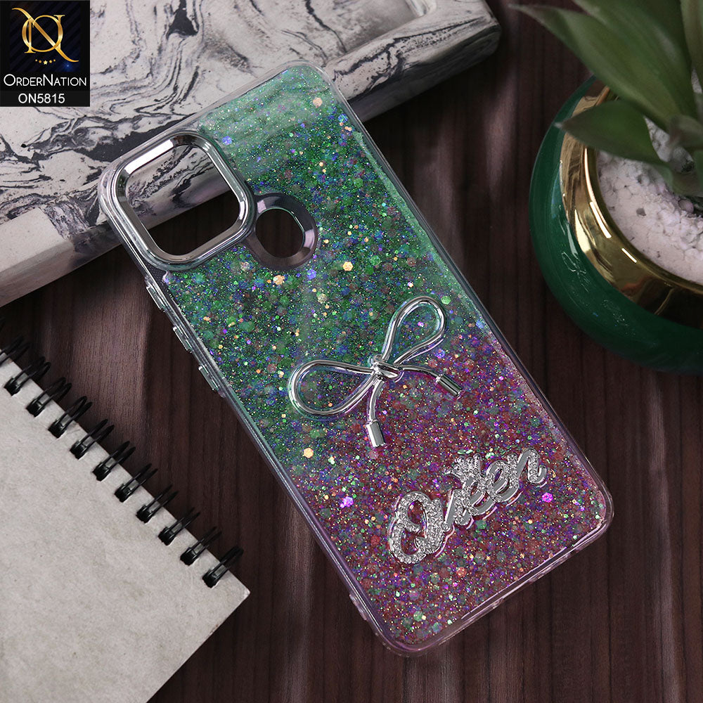 Oppo A16K Cover - Design1 -  Spiffy Dual Colour Queen Fine Quality Glitter Case (Glitter Doesn’t Move)