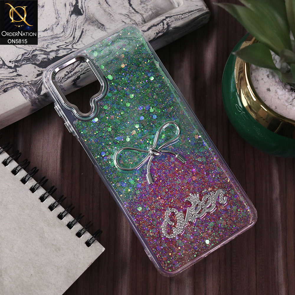 Samsung Galaxy A12 Nacho Cover - Design1 -  Spiffy Dual Colour Queen Fine Quality Glitter Case (Glitter Doesn’t Move)