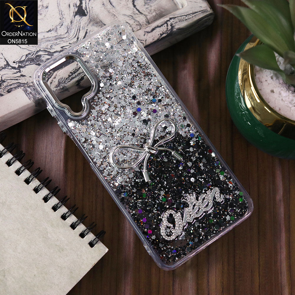 Samsung Galaxy A12 Cover - Design3 -  Spiffy Dual Colour Queen Fine Quality Glitter Case (Glitter Doesn’t Move)