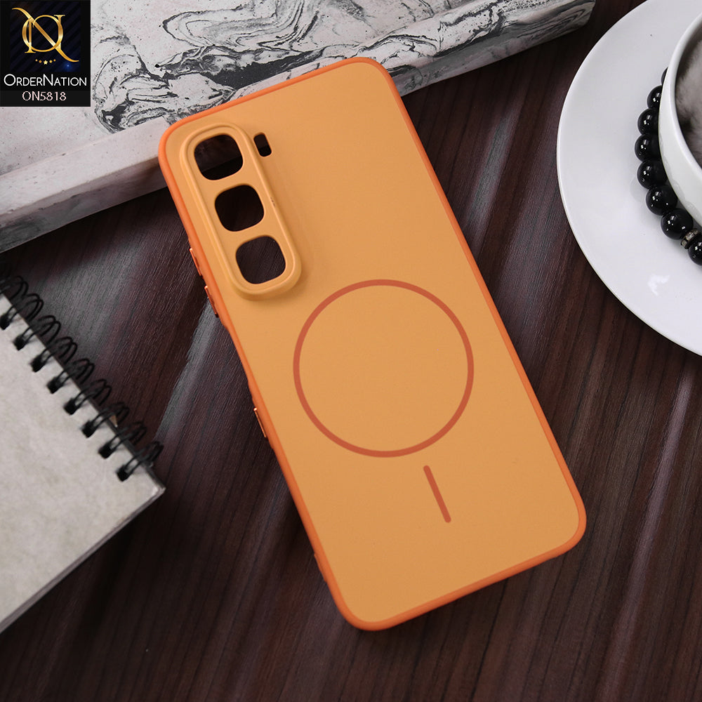 Infinix Hot 60 Cover - Orange - New Premium Quality Silicone MagSafe Case Slim Protective Back Cover