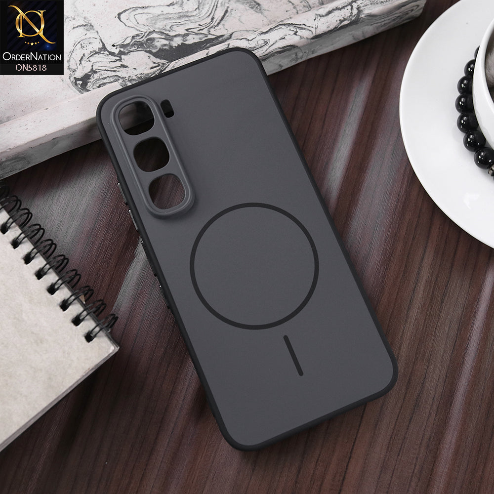 Infinix Hot 60 Pro Cover - Black - New Premium Quality Silicone MagSafe Case Slim Protective Back Cover