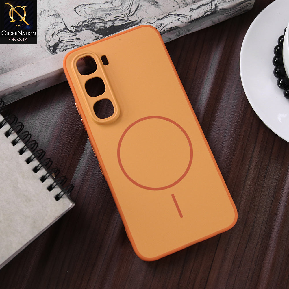 Infinix Hot 60 Pro Cover - Orange - New Premium Quality Silicone MagSafe Case Slim Protective Back Cover