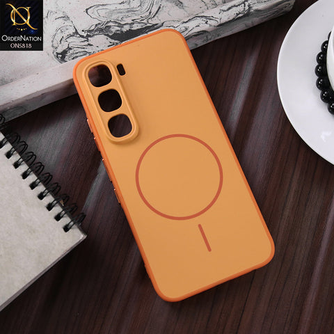 Infinix Hot 60 Pro Cover - Orange - New Premium Quality Silicone MagSafe Case Slim Protective Back Cover