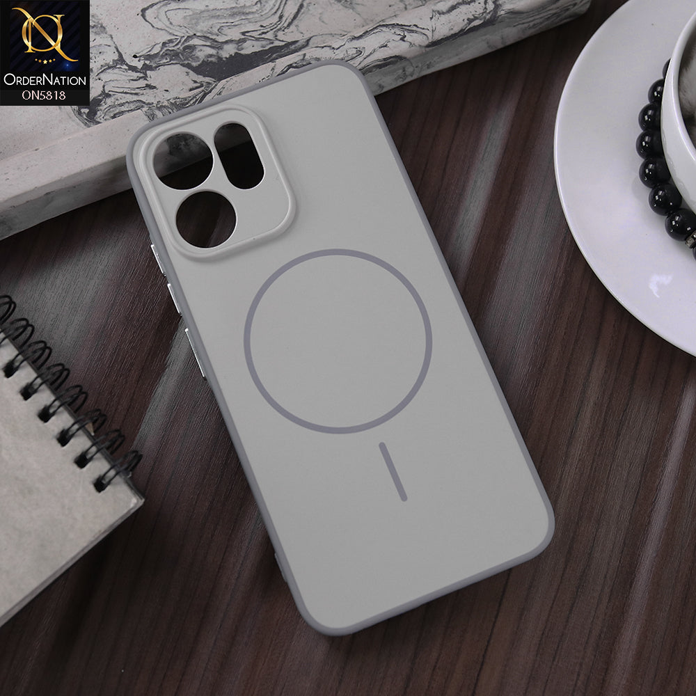 Oppo Reno 14F Cover - Silver - New Premium Quality Silicone MagSafe Case Slim Protective Back Cover