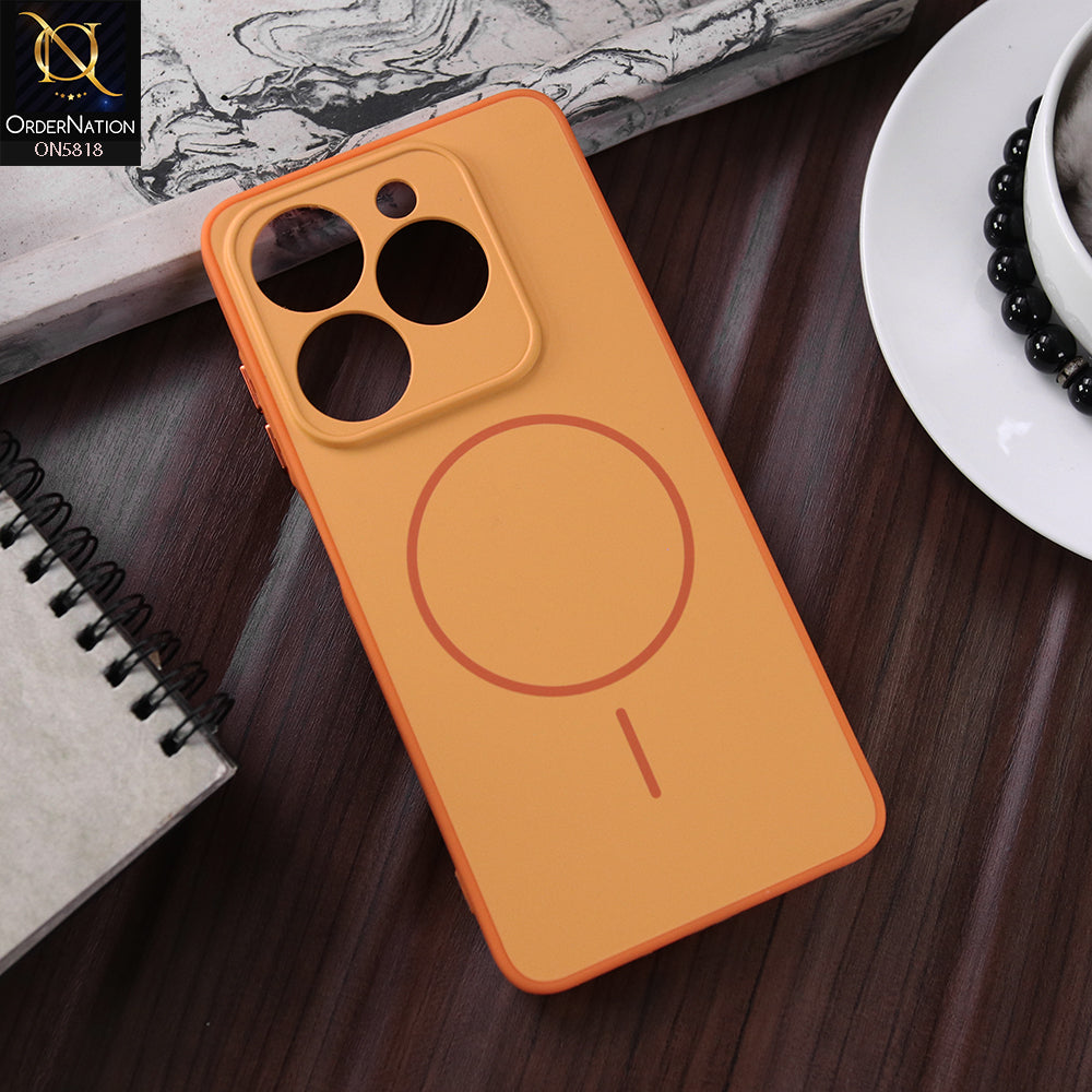 Infinix Hot 40i Cover - Orange - New Premium Quality Silicone MagSafe Case Slim Protective Back Cover