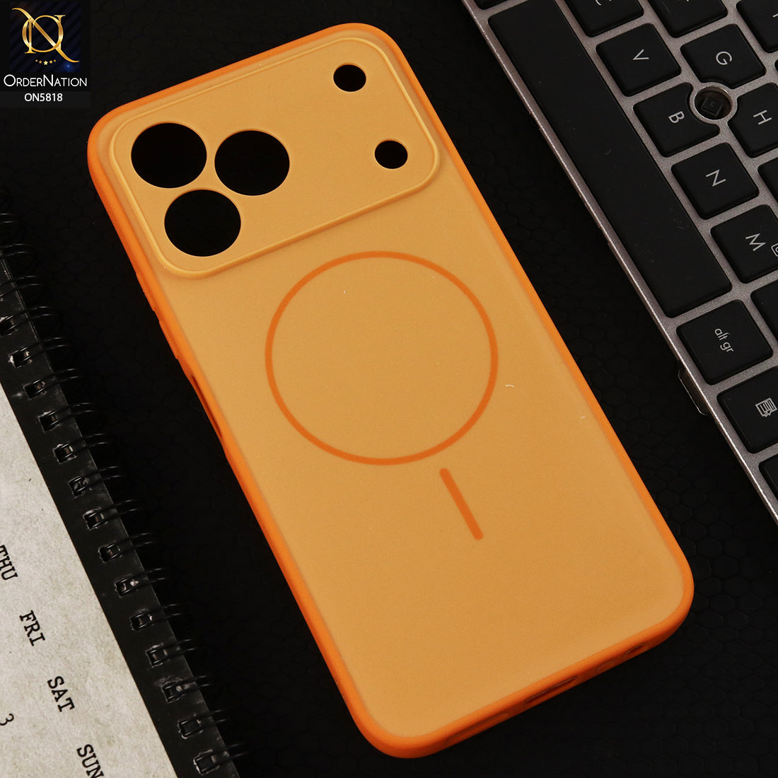 Tecno Spark 50 4g Cover  - Orange - New Premium Quality Silicone MagSafe Case Slim Protective Back Cover