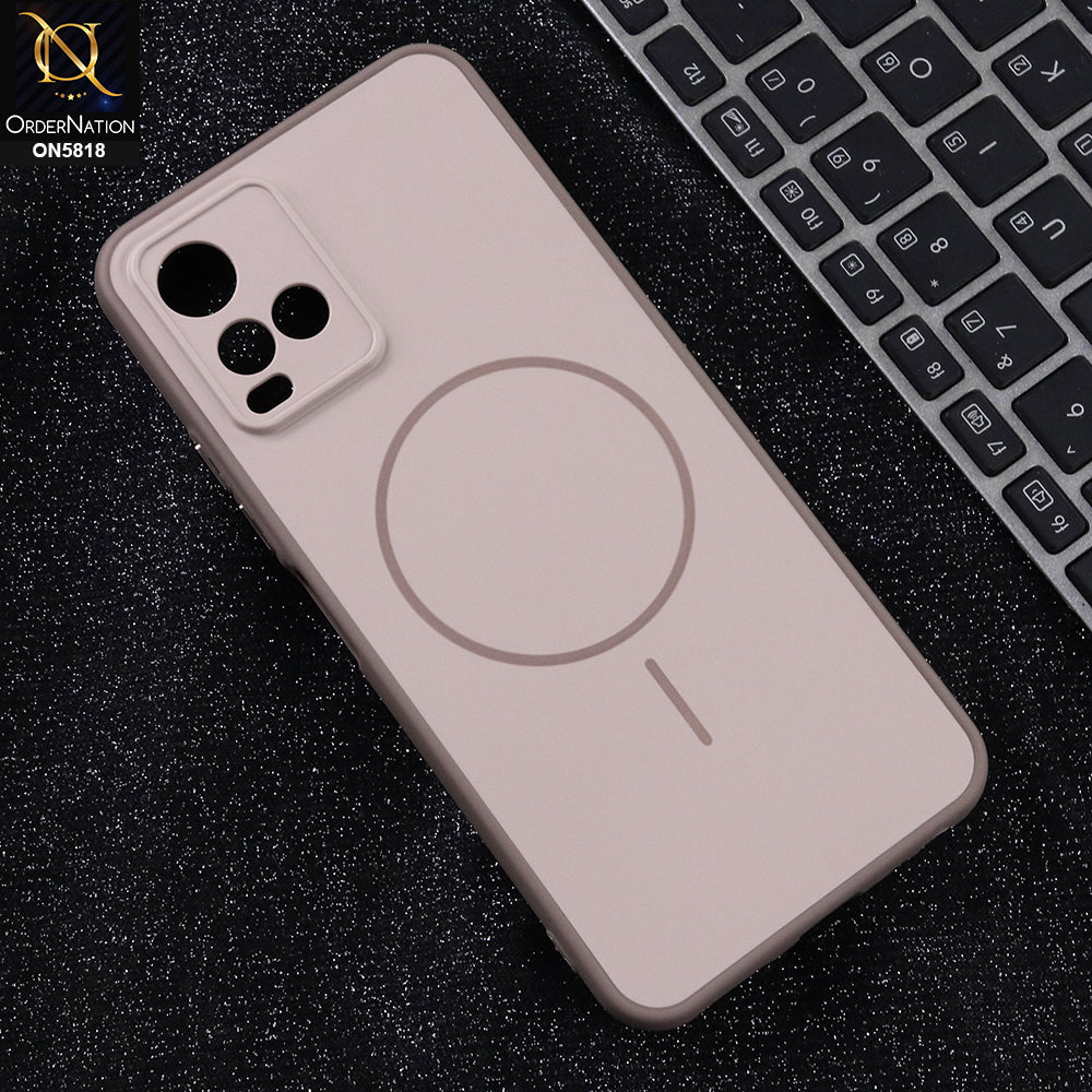Vivo Y33t - Brown -  New Premium Quality Silicone MagSafe Case Slim Protective Back Cover