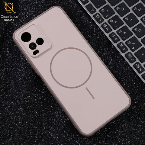 Vivo Y33t - Brown -  New Premium Quality Silicone MagSafe Case Slim Protective Back Cover