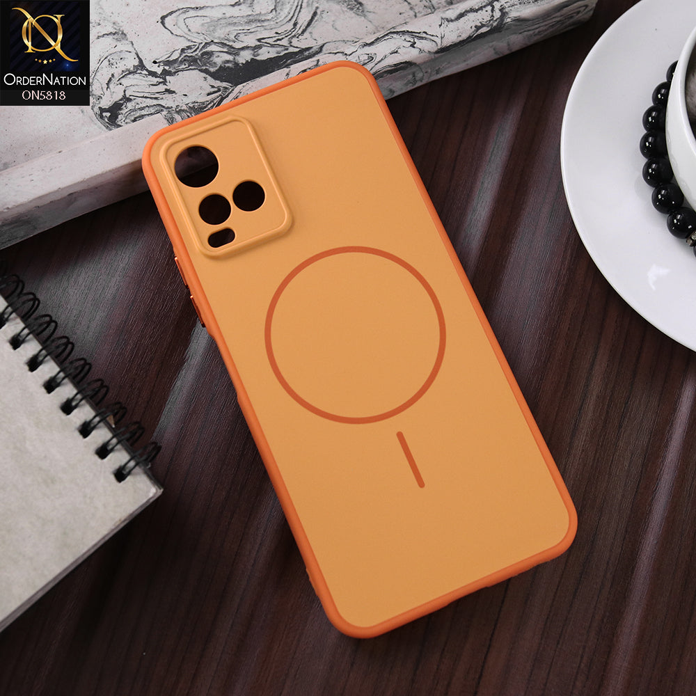 Vivo Y21t Cover - Orange - New Premium Quality Silicone MagSafe Case Slim Protective Back Cover