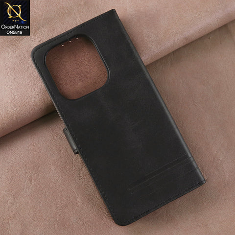 Oppo A3x 4G Cover - Black -  Way Out Excellence Quality Soft Tpu Leather Flip Book With Card Holding Slots
