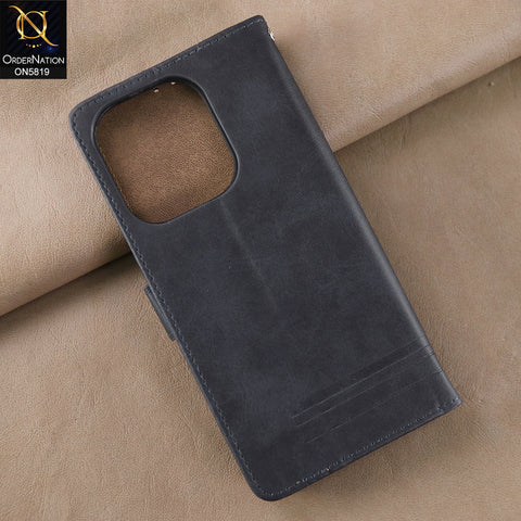 Oppo A3x 5G Cover - Blue -  Way Out Excellence Quality Soft Tpu Leather Flip Book With Card Holding Slots