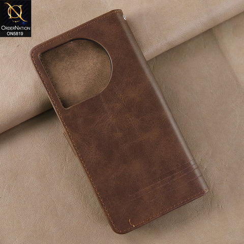 Tecno Camon 30 Cover - Dark Brown -  Way Out Excellence Quality Soft Tpu Leather Flip Book With Card Holding Slots
