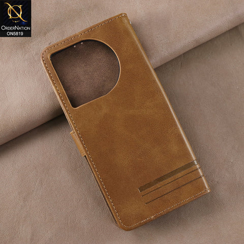 Tecno Camon 30 Cover - Light Brown -  Way Out Excellence Quality Soft Tpu Leather Flip Book With Card Holding Slots