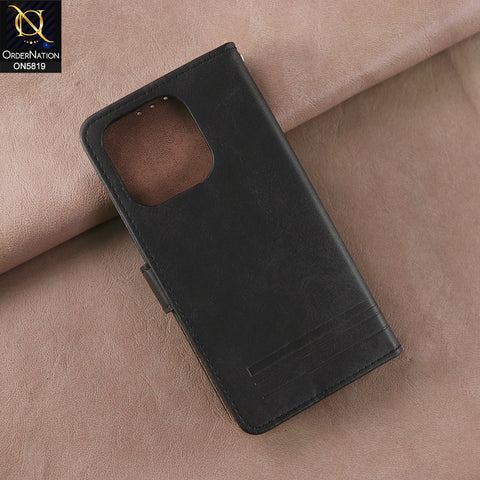 Realme Note 50 Cover - Black -  Way Out Excellence Quality Soft Tpu Leather Flip Book With Card Holding Slots