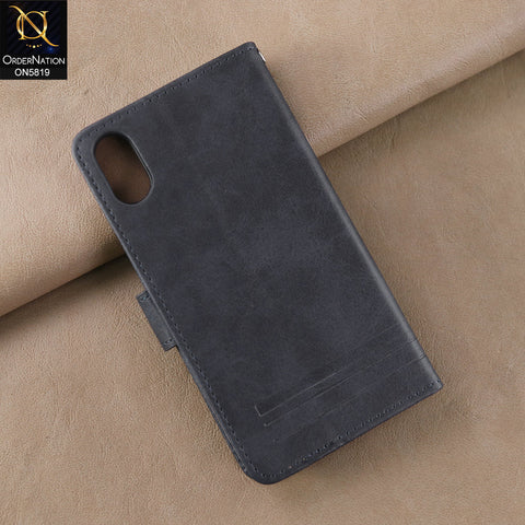 iPhone XS / X Cover - Blue -  Way Out Excellence Quality Soft Tpu Leather Flip Book With Card Holding Slots