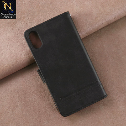 iPhone XS Max Cover - Black -  Way Out Excellence Quality Soft Tpu Leather Flip Book With Card Holding Slots