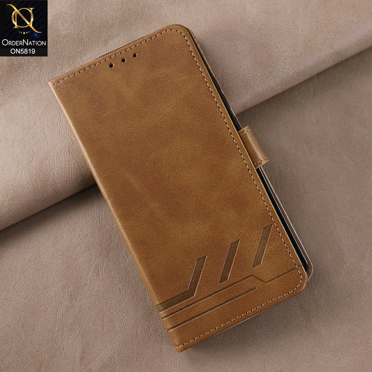 OnePlus 9 Pro Cover - Light Brown -  Way Out Excellence Quality Soft Tpu Leather Flip Book With Card Holding Slots
