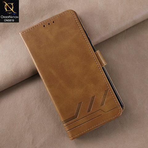 Oppo F25 Pro Cover - Light Brown -  Way Out Excellence Quality Soft Tpu Leather Flip Book With Card Holding Slots