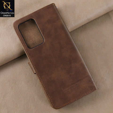 Samsung Galaxy Note 20 Ultra Cover - Dark Brown -  Way Out Excellence Quality Soft Tpu Leather Flip Book With Card Holding Slots