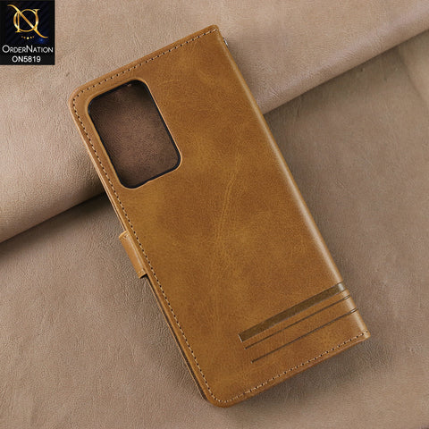 Samsung Galaxy Note 20 Ultra Cover - Light Brown -  Way Out Excellence Quality Soft Tpu Leather Flip Book With Card Holding Slots