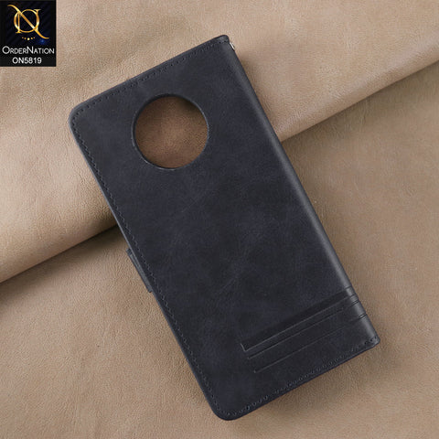 OnePlus 7T Cover - Blue -  Way Out Excellence Quality Soft Tpu Leather Flip Book With Card Holding Slots