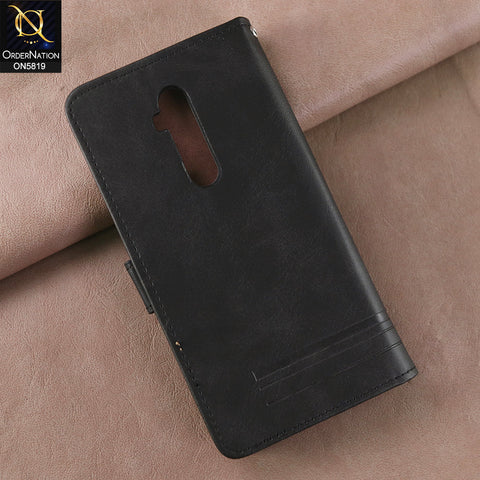OnePlus 7T Pro 5G McLaren Cover - Black -  Way Out Excellence Quality Soft Tpu Leather Flip Book With Card Holding Slots