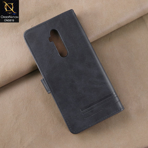 OnePlus 7T Pro Cover - Blue -  Way Out Excellence Quality Soft Tpu Leather Flip Book With Card Holding Slots