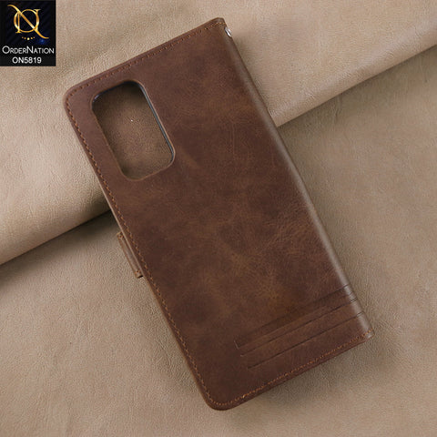 OnePlus 9 Pro Cover - Dark Brown -  Way Out Excellence Quality Soft Tpu Leather Flip Book With Card Holding Slots
